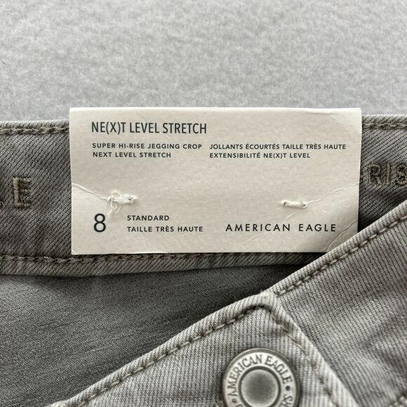 American Eagle Jegging Crop Women's 8 Gray Stretch Denim High Rise Skinny Jeans - Picture 6 of 15